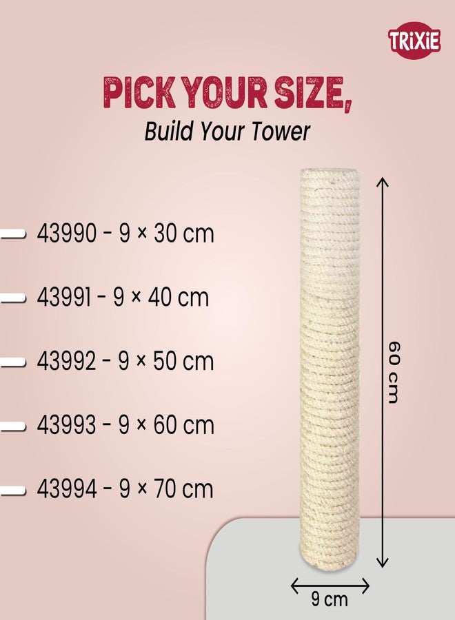 Trixie Sisal Cat Scratching Post - 60 cm Height, 9 cm Diameter, Natural Replacement Post for Cat Trees and Scratch Furniture - Image 4